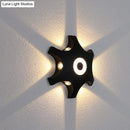 GobekUsa Modern Snowflake Outdoor LED Wall Light- Plastic, 6-Bulb Flush Mount Sconce in Black- Warm/White Light