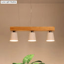 GobekUsa Modern Tapered Indoor Ceiling Light - 3 Heads Black/White Island Lighting with Wooden Beam