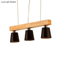 GobekUsa Modern Tapered Indoor Ceiling Light - 3 Heads Black/White Island Lighting with Wooden Beam