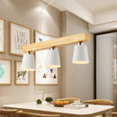 GobekUsa Modern Tapered Indoor Ceiling Light - 3 Heads Black/White Island Lighting with Wooden Beam
