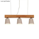 GobekUsa Modern Tapered Indoor Ceiling Light - 3 Heads Black/White Island Lighting with Wooden Beam