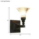 GobekUsa Modern Black Wide Flare Flush Mount Wall Sconce with Crystal Accent – Bedside Light Fixture