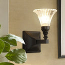GobekUsa Modern Black Wide Flare Flush Mount Wall Sconce with Crystal Accent – Bedside Light Fixture