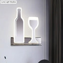 GobekUsa Modern Wine Set LED Sconce Light with Acrylic Shade - Black/White/Chrome Wall Lighting in Warm/White Light