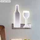 GobekUsa Modern Wine Set LED Sconce Light with Acrylic Shade - Black/White/Chrome Wall Lighting in Warm/White Light
