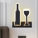 GobekUsa Modern Wine Set LED Sconce Light with Acrylic Shade - Black/White/Chrome Wall Lighting in Warm/White Light