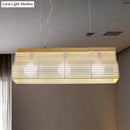 GobekUsa Modern Black/White Linear Island Pendant Light - 3-Light Metal and Wood - Dining Room Lighting