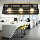 GobekUsa Modern Black/White Linear Island Pendant Light - 3-Light Metal and Wood - Dining Room Lighting