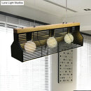 GobekUsa Modern Black/White Linear Island Pendant Light - 3-Light Metal and Wood - Dining Room Lighting