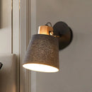 GobekUsa Modern Black Wood Wall Lamp with Barrel Fabric Shade - Wall Mounted