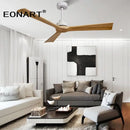 GobekUsa Black Wooden Ceiling Fan Modern Solidwood Remote Control 52" No Light
