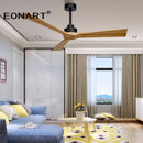 GobekUsa Black Wooden Ceiling Fan Modern Solidwood Remote Control 52" No Light