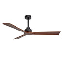 GobekUsa Black Wooden Ceiling Fan Modern Solidwood Remote Control 52" No Light