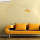 GobekUsa Modern Metal Fishing Rod Floor Lamp with Dome Shade (Black/Yellow)