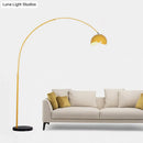 GobekUsa Modern Metal Fishing Rod Floor Lamp with Dome Shade (Black/Yellow)