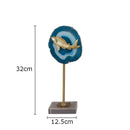 GobekUsa Blue Agate Golden Fish Statue on Crystal Base - Modern Room Decor