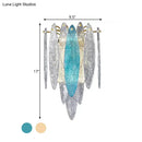 GobekUsa Stylish Blue/Clear Seedy Glass 2-Light Oval Flake Wall Sconce Lamp