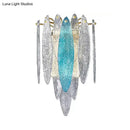 GobekUsa Stylish Blue/Clear Seedy Glass 2-Light Oval Flake Wall Sconce Lamp
