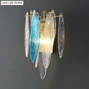 GobekUsa Stylish Blue/Clear Seedy Glass 2-Light Oval Flake Wall Sconce Lamp