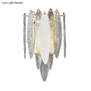 GobekUsa Stylish Blue/Clear Seedy Glass 2-Light Oval Flake Wall Sconce Lamp