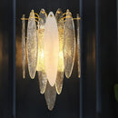 GobekUsa Stylish Blue/Clear Seedy Glass 2-Light Oval Flake Wall Sconce Lamp