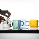 Modern blue amber & green glass mugs set dining room cups by Decorbites