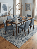 Blue Beige Wool Area Rug 5x8 and 8x11 - Contemporary French Hand Tufted High Pile