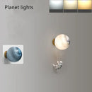 GobekUsa Astronaut Moon Wall Lamp: Modern Minimalist Kids Bedroom Background Light