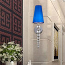 GobekUsa Modern Clear Crystal Glass Cone Wall Sconce Light, 1 Head Blue Lighting Fixture, 19"/26.5" Tall