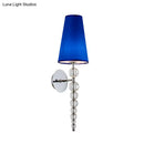 GobekUsa Modern Clear Crystal Glass Cone Wall Sconce Light, 1 Head Blue Lighting Fixture, 19"/26.5" Tall