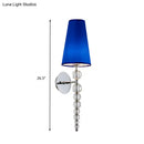 GobekUsa Modern Clear Crystal Glass Cone Wall Sconce Light, 1 Head Blue Lighting Fixture, 19"/26.5" Tall