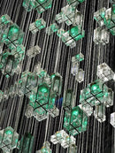 GobekUsa Crystal Cube Pendant Light: Modern Designer Chandelier for Home & Hotel Settings