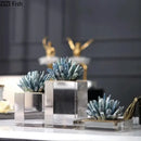 GobekUsa Crystal Flower Marble Base Sculpture: Modern Artwork for Living Room Decor
