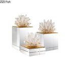GobekUsa Crystal Flower Marble Base Sculpture: Modern Artwork for Living Room Decor