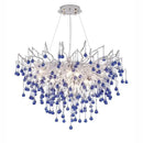 GobekUsa Blue Crystal LED Chandelier: Luxury Classic Pendant Light for Living Room.