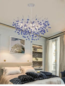 GobekUsa Blue Crystal LED Chandelier: Luxury Classic Pendant Light for Living Room.