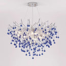 GobekUsa Blue Crystal LED Chandelier: Luxury Classic Pendant Light for Living Room.