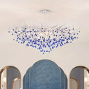 GobekUsa Blue Crystal LED Chandelier: Luxury Classic Pendant Light for Living Room.