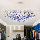 GobekUsa Blue Crystal LED Chandelier: Luxury Classic Pendant Light for Living Room.
