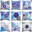 Modern blue floral cushion cover set living room decor by Decorbites