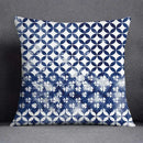 Modern blue geometric floral design pillowcase living room cushion by Decorbites