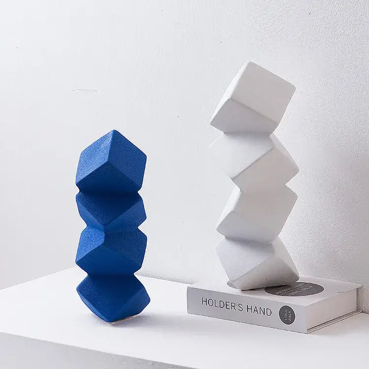GobekUsa Geometric Square Sculpture Stack Figurine Home Decoration Accessory