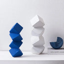 GobekUsa Geometric Square Sculpture Stack Figurine Home Decoration Accessory