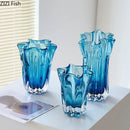 GobekUsa Blue Glass Hydroponic Vase: Modern Desk Floral Decor & Room Aesthetic