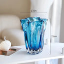 GobekUsa Blue Glass Hydroponic Vase: Modern Desk Floral Decor & Room Aesthetic