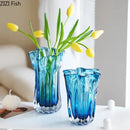 GobekUsa Blue Glass Hydroponic Vase: Modern Desk Floral Decor & Room Aesthetic