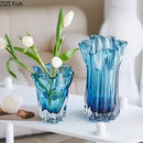 GobekUsa Blue Glass Hydroponic Vase: Modern Desk Floral Decor & Room Aesthetic