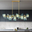 GobekUsa Blue Glass LED Pendant Lamps: Modern Chandelier Lighting for Hallway, Bedroom, Living Room