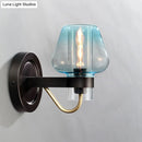 GobekUsa Modern Blue Glass Wall Sconce with Tapered Shade & 1 Light - Perfect for Your Bedroom!