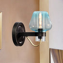 GobekUsa Modern Blue Glass Wall Sconce with Tapered Shade & 1 Light - Perfect for Your Bedroom!